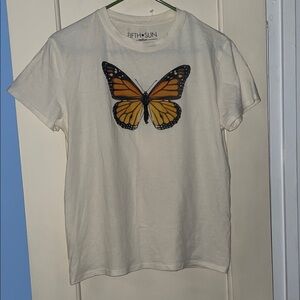Fifth Sun Monarch Butterfly Tee in Cream